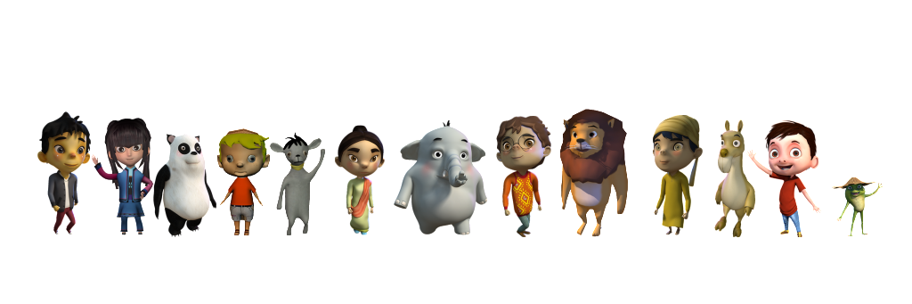 Play for Education Characters lined up